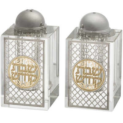 Crystal Salt & Pepper Holders 8*4 cm with Laser Cut Plaque- Ornaments