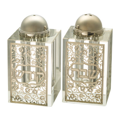 Crystal Salt & Pepper Holders 8*4 cm with Laser Cut Plaque- Pomegranate