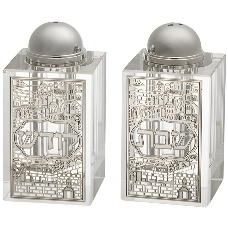 Crystal Salt & Pepper Holders 8*4 cm with Laser Cut Plaque- Jerusalem