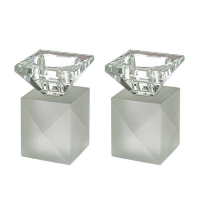 Pair of Crystal Elegant Candlesticks 9 cm - Matte