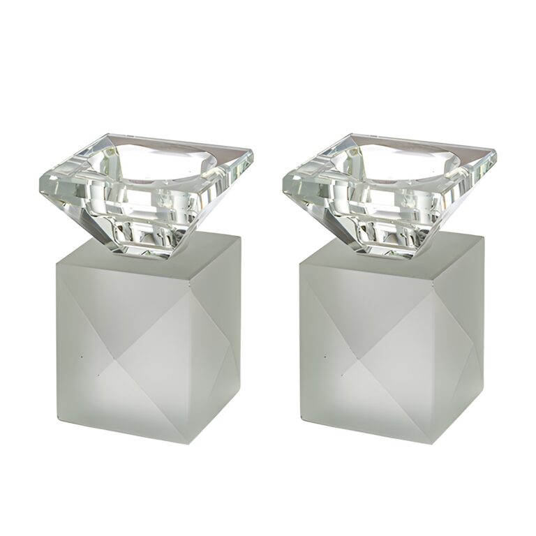 Pair of Crystal Elegant Candlesticks 9 cm - Matte