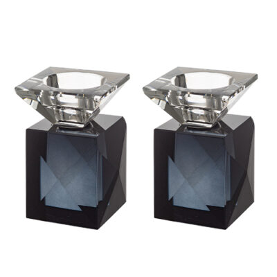 Pair of Crystal Elegant Candlesticks 9 cm - Matte