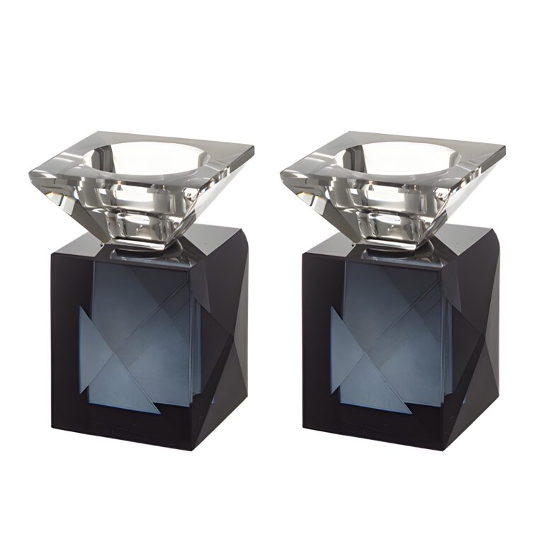 Pair of Crystal Elegant Candlesticks 9 cm - Matte