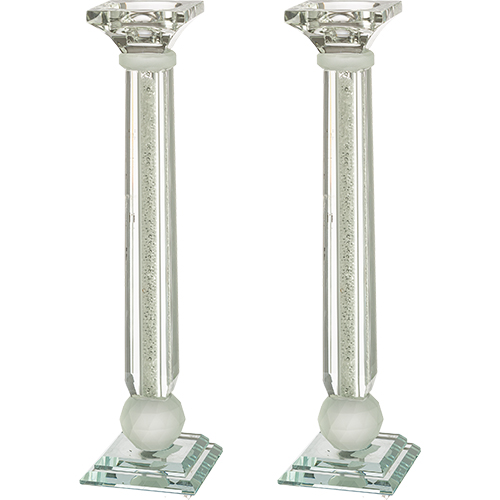 Pair of Crystal Candlesticks With Stones 27.5 cm