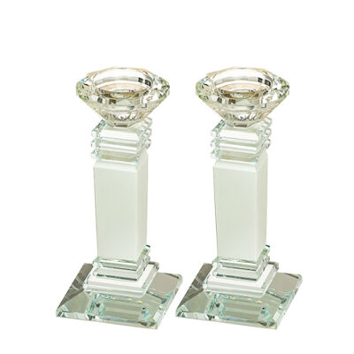 Pair of Crystal Elegant Candlesticks 16 cm
