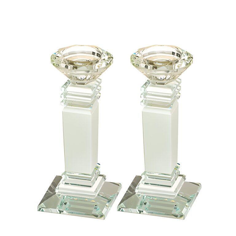 Pair of Crystal Elegant Candlesticks 16 cm