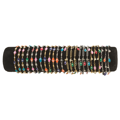 Bracelets with Amulets - Assorted Set 24 Pcs On Stand(14X24X17)