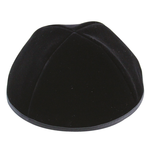 VELVET PLUSH BLACK KIPPAH 4 PARTS