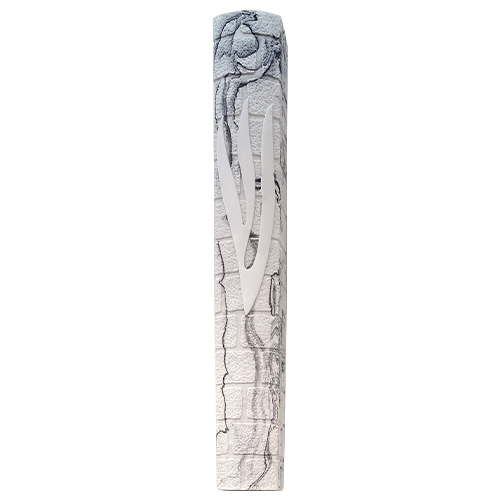 Stone-Like "Kotel" Mezuzah 30 cm- White Marble
