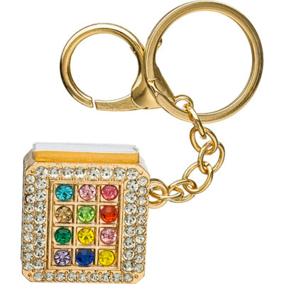 Metel Choshen Stones Keyholder with Tehillim Book 3 cm - Gold