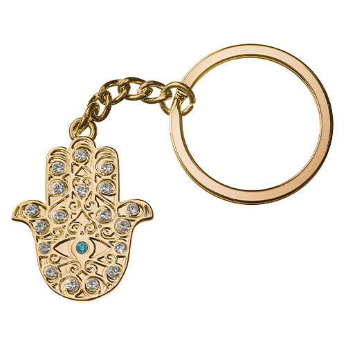 Metel Hamsa Key Holder with Stone Inlay