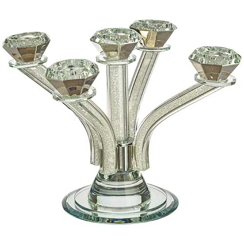 Crystal Candlesticks 5 Branches Gold Color 23 cm - Stones