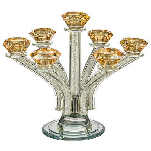 Crystal Candlesticks 7 Branches Gold Color 27 cm - Stones