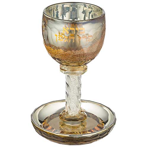 Crystal Kiddush Cup 16 cm with Stones