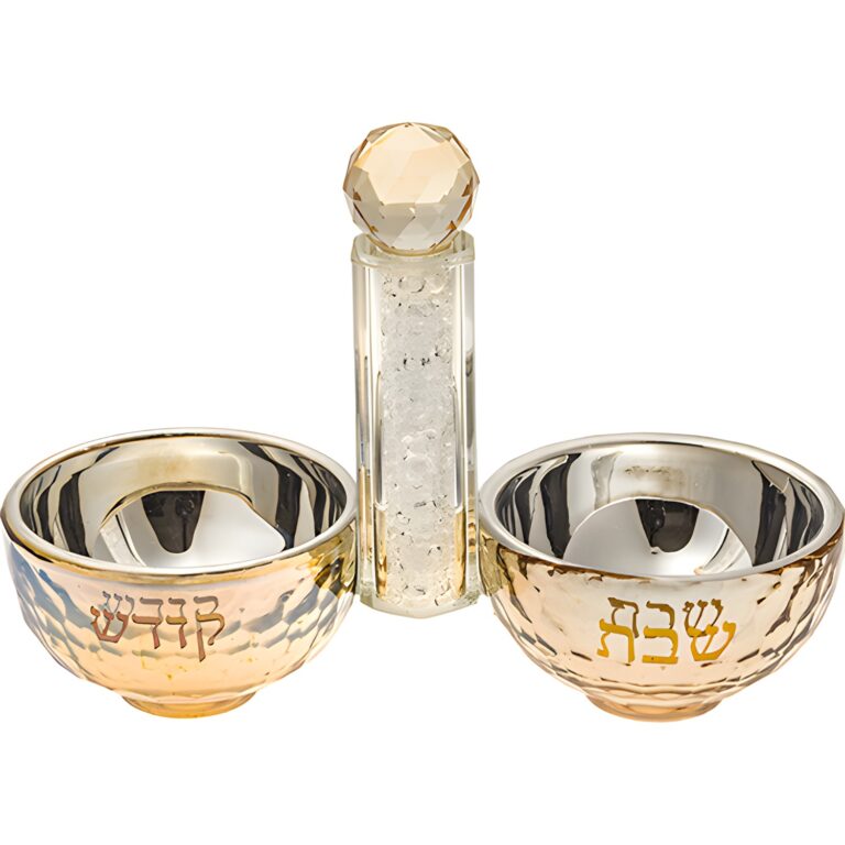 Crystal Salt & Pepper Holders 10*14 cm with White Glass Chips - with Stones