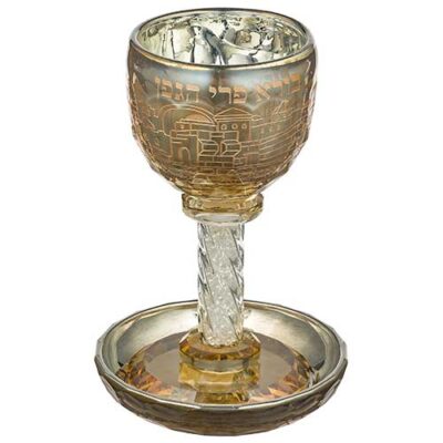 Crystal Kiddush Cup 16 cm with Stones Contain 130ml // 4.3oz