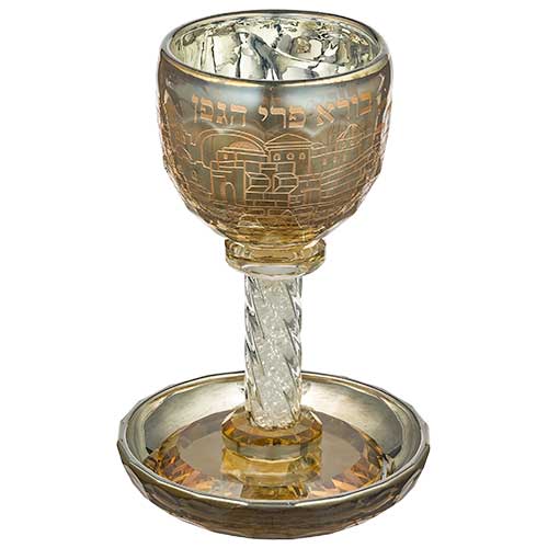 Crystal Kiddush Cup 16 cm with Stones contain 130ml / 4.3oz