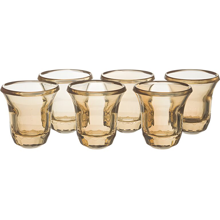 Crystal Liquer Set with 6 Cups - 6 cm - Gold