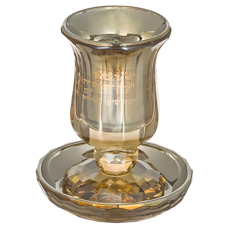 Crystal Kiddush Cup with Stem "Blessing" 13 cm Contain 100ml // 3.4oz