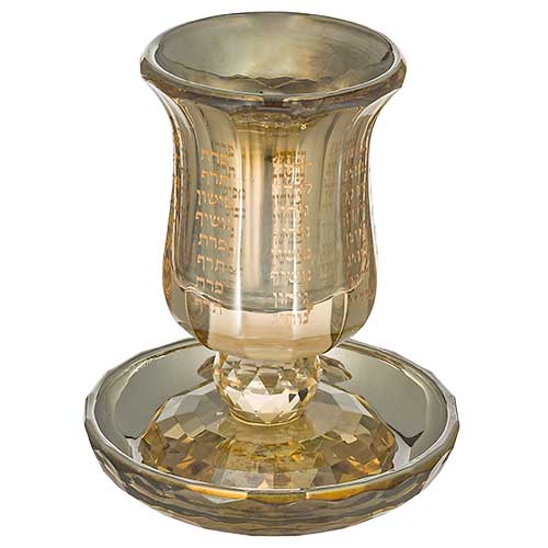 Crystal Kiddush Cup with Stem "The Bible Rivers" 13 cm contain 100ml / 3.4oz