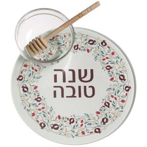 סט להגשת תפוח בדבש זכוכית בלתי שבירה 19 ס"מ