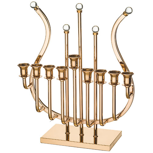 Metal "Harp" Menorah 36 cm- Golden Finish