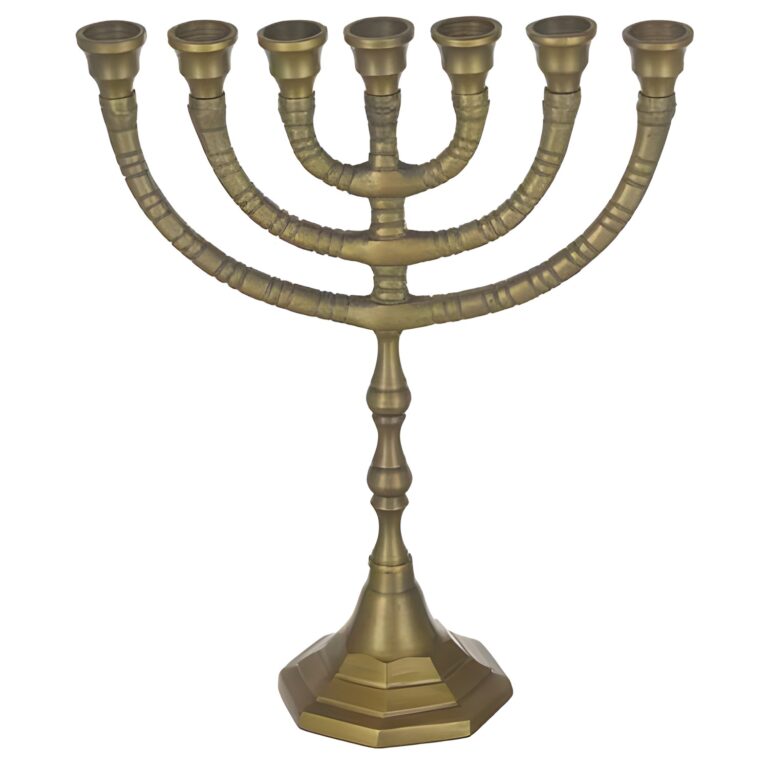 Aluminum 7 Branch Menorah 30 cm- Brass Finish - Golden
