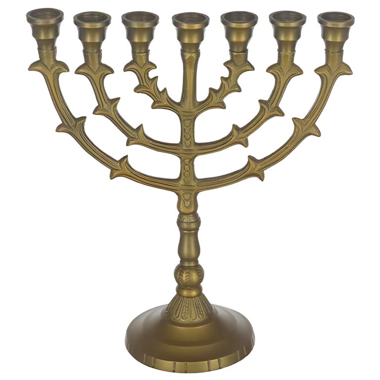 Aluminum 7 Branch Menorah 25 cm- Brass Finish - Golden