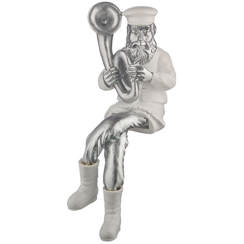 Polyresin Sitting Hassidic Figurine with Cloth Legs 25 cm- Tuba Player