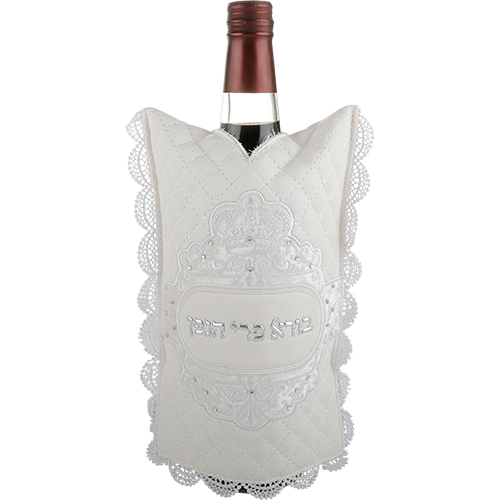 Leather Like Wine Bottle Cover Laid with Stones 23X16 cm