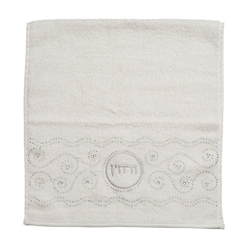 A Pair Of White Hand Towels  With Fancy Stones