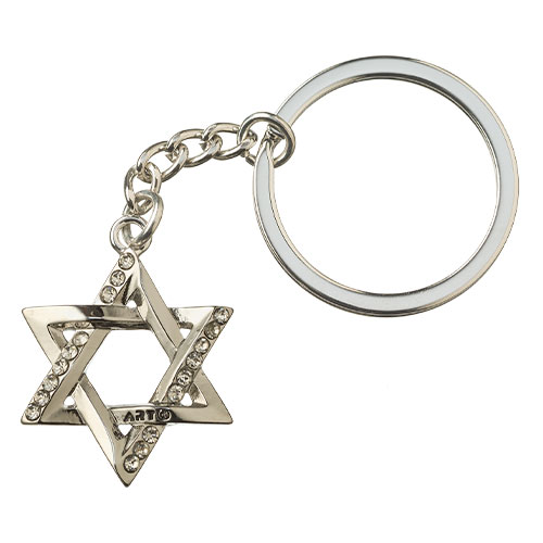 Nickel Magen David Key Holder with Stone Inlay