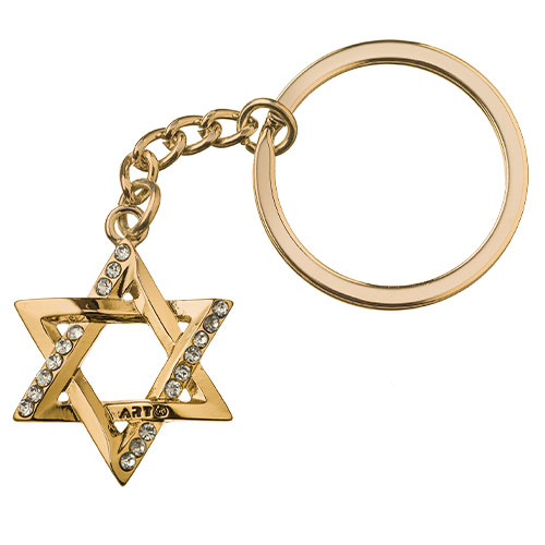 Metel Magen David Key Holder with Stone Inlay