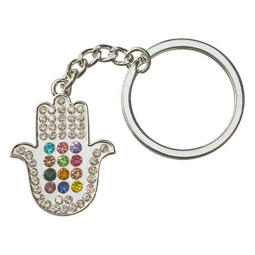 Nickel Hamsa Key Holder with Stone Inlay