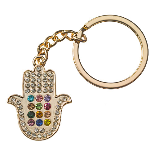 Nickel Hamsa Key Holder with Stone Inlay