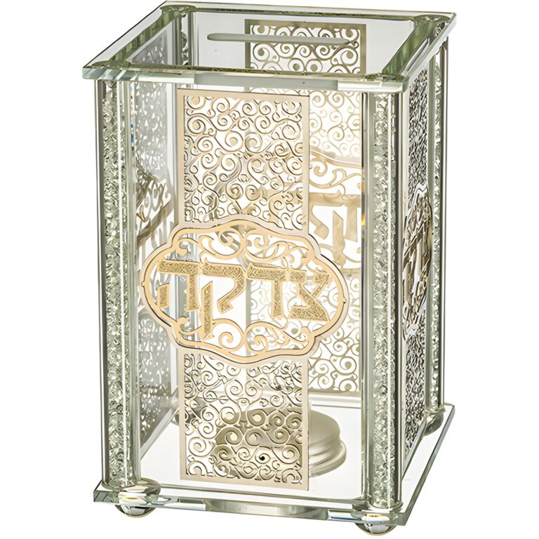 Crystal Tzedakah Box 13*9 cm with Plaque