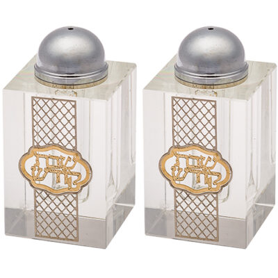 Crystal Salt & Pepper Holders 8*4 cm with Laser Cut Plaque- Ornaments