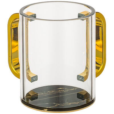 Lucite Clear Washing Cup 11 cm - Black Marble