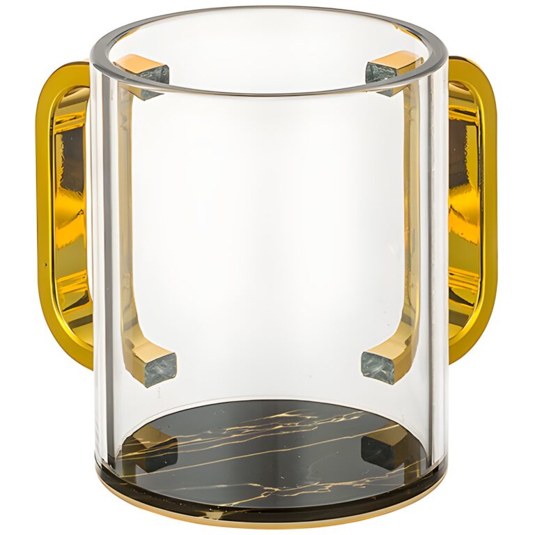 Lucite Clear Washing Cup 11 cm - Black Marble