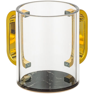 Lucite Clear Washing Cup 11 cm - Black Marble