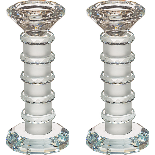 Pair of Crystal Elegant Candlesticks 15.5 cm