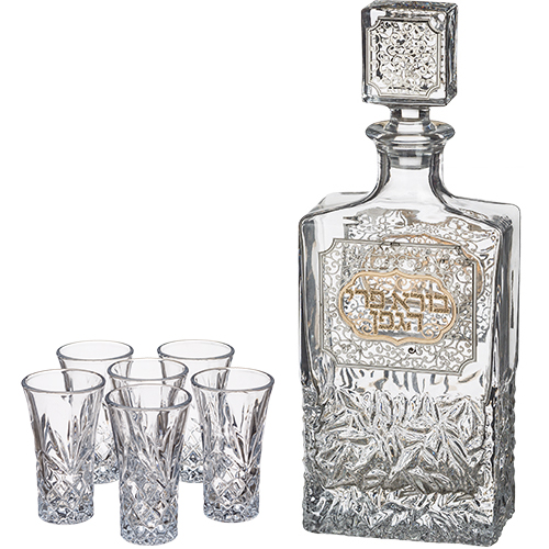 Set of Crystal Wine Bottle with 6 Liquer Glass