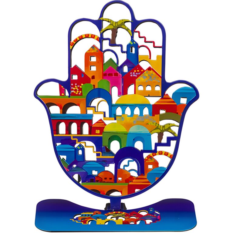 Metal Laser Cut Hamsa with Base 17 cm