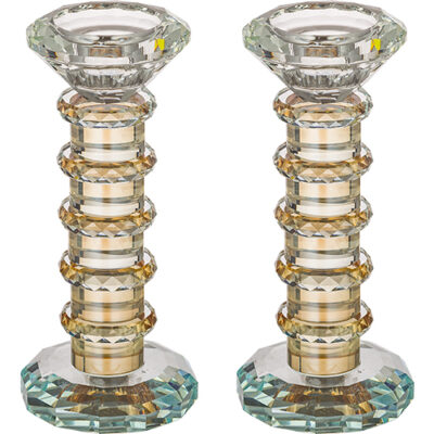 Pair of Crystal Elegant Candlesticks 15.5 cm
