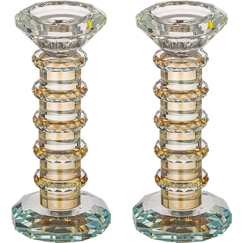 Pair of Crystal Elegant Candlesticks 15.5 cm