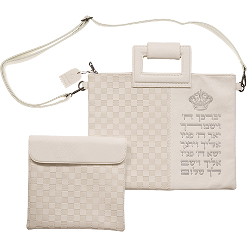 Leather Like Talit - Tefilin Set 36*29 cm with Bold Embroidery