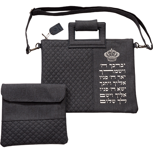 Leatherette Talit - Tefilin Set 36*29 cm with Bold Embroidery