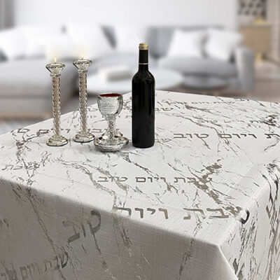 מפה מבד אלגנטית 140*350 ס"מ "שיש כסף"