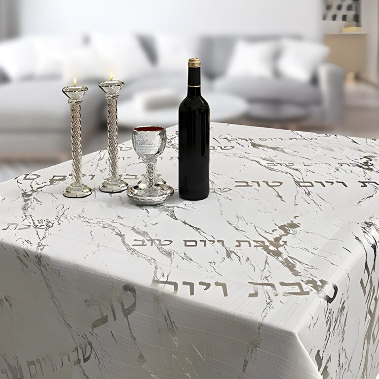 Elegant Fabric Tablecloth 140*350 cm "Silver Marble"