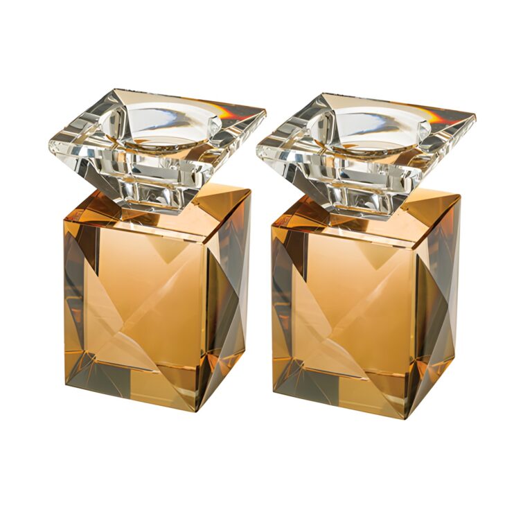 Pair of Crystal Elegant Candlesticks 9 cm - Gold